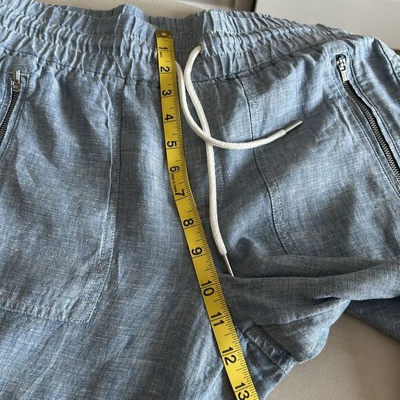 Athleta Cabo Linen Jogger Pants Chambray Blue Size 8 100% Linen Zip Pockets - Picture 13 of 14